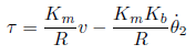 tau = Km/Rv-KmKb/Rdtheta2/dt